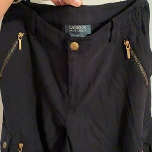 Ralph Lauren navy cargo silk pants
